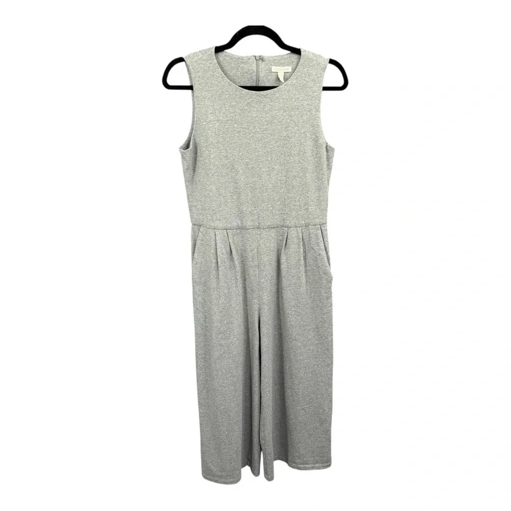 Eileen Fisher Moon Gray Organic Cotton Cropped Wide Leg Jumpsuit Size‎ XS